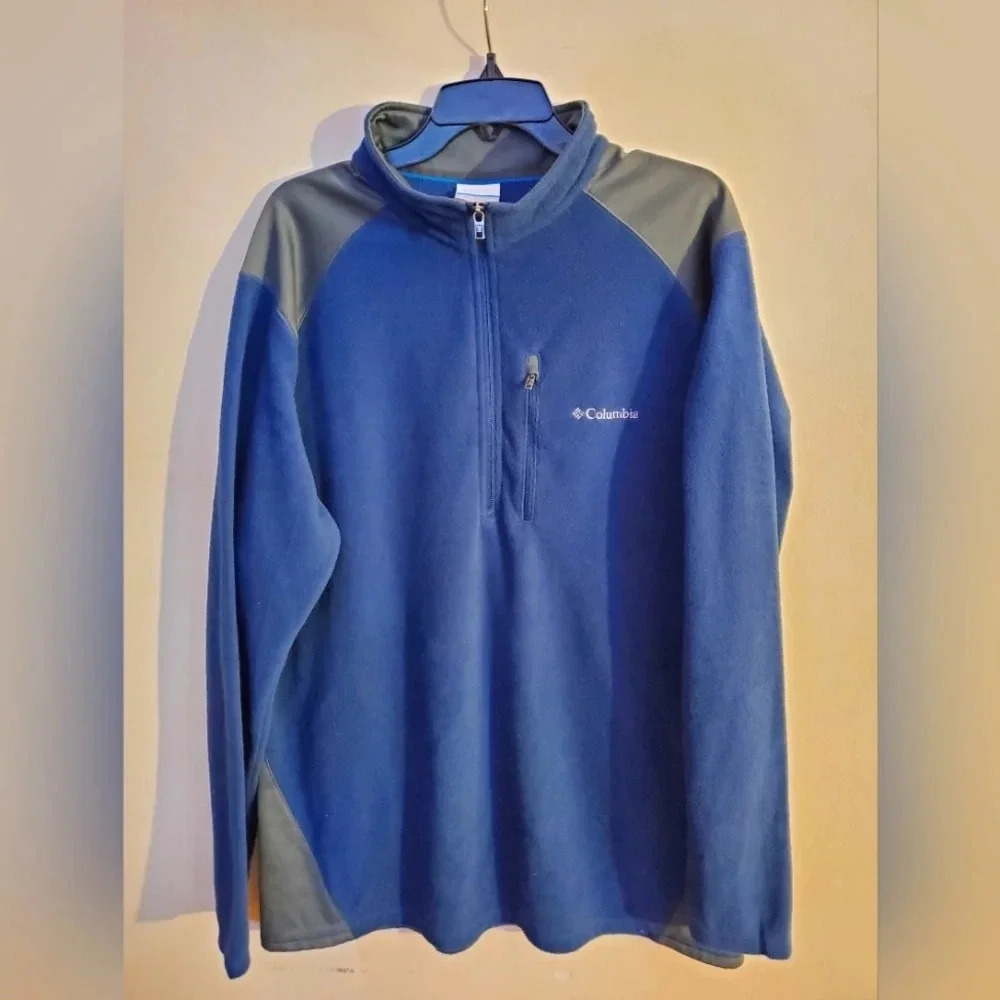 Columbia men's pullover 1/4 zip performance fleece blue/grey size XL - Picture 2 of 7